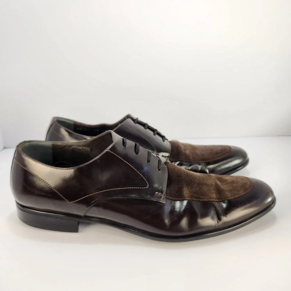 Moreschi Italy Brown Leather Suede Derby Dress Classic Shoes Men's Size 9.5